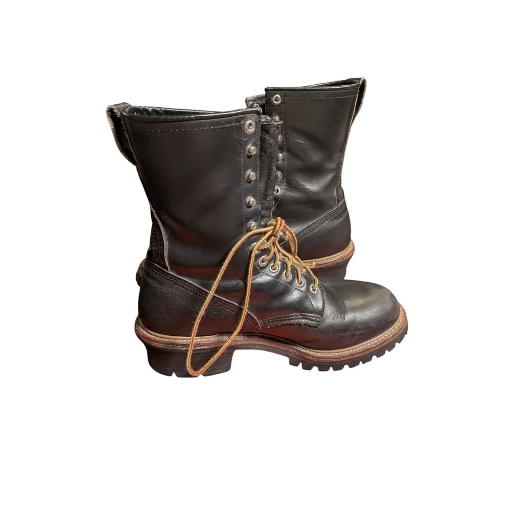 Red Wing Boots Mens 9.5 D Black Leather Loggermax Work Boots Lug Sole Heritage